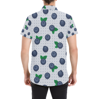 Blueberry Pattern Print Design BB02 Men's Short Sleeve Button Up Shirt