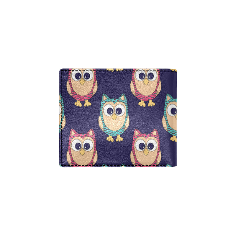 Owl Pattern Print Design A06 Men's ID Card Wallet