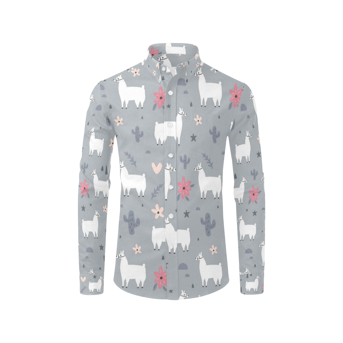 Llama Pattern Print Design 010 Men's Long Sleeve Shirt