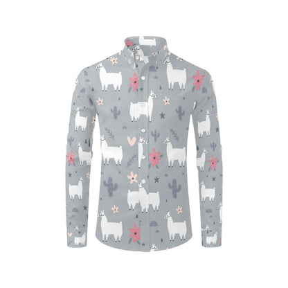 Llama Pattern Print Design 010 Men's Long Sleeve Shirt