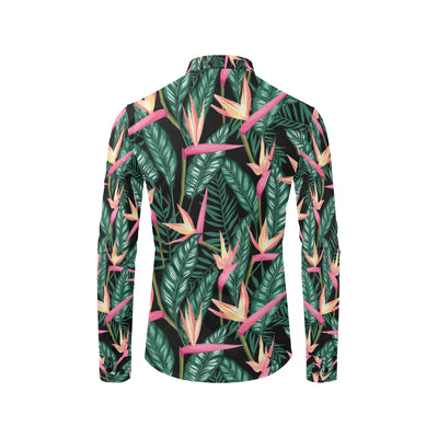 Bird Of Paradise Pattern Print Design BOP03 Men's Long Sleeve Shirt