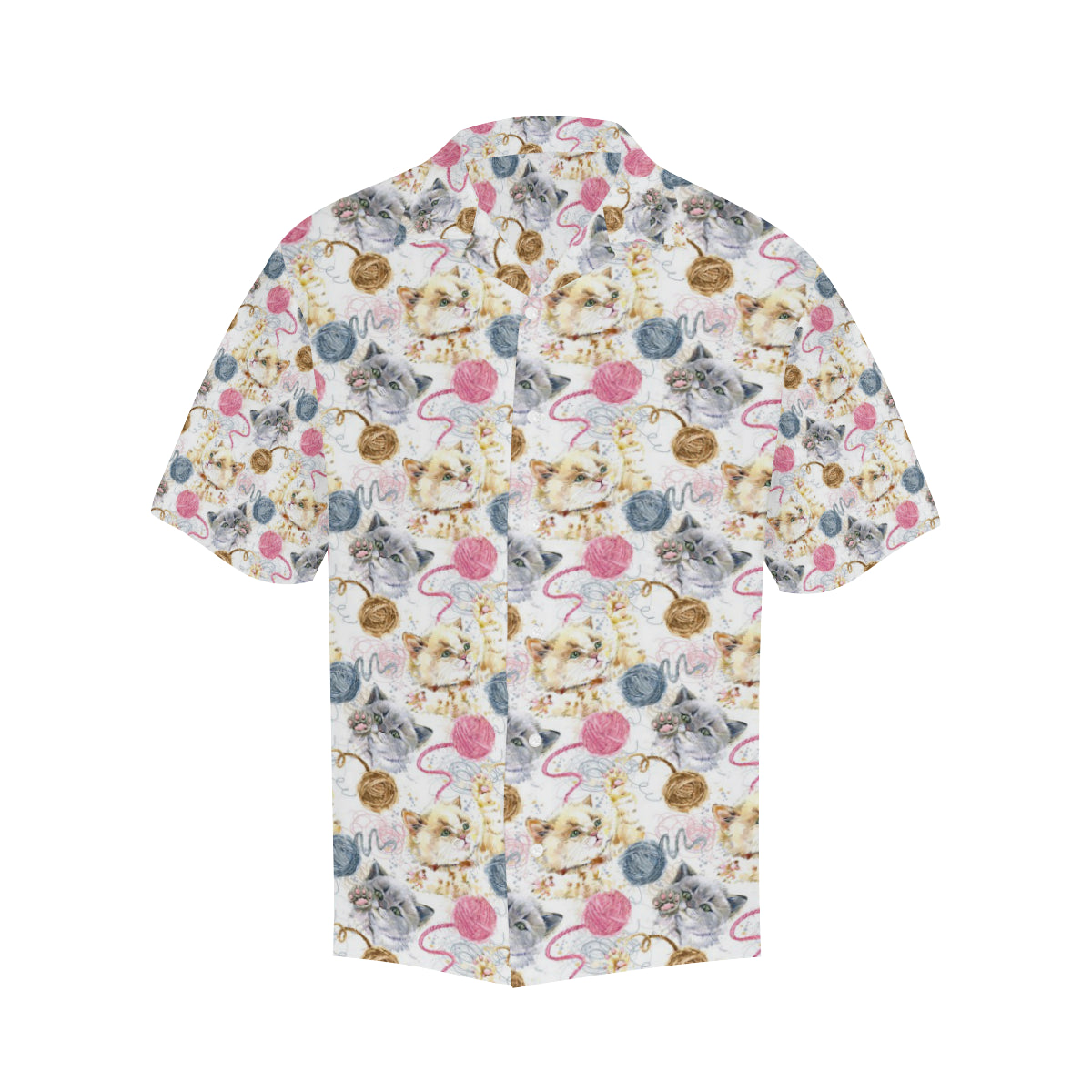 Cat Playing Yarn Pattern Print Design 07 Men's Hawaiian Shirt