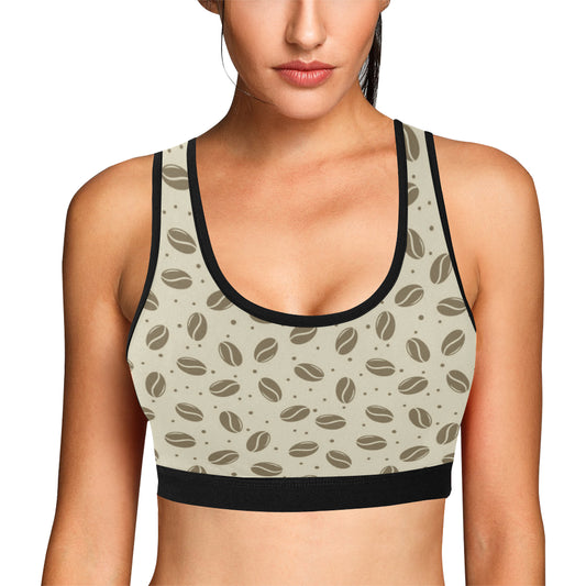 Coffee Pattern Print Design 02 Sports Bra