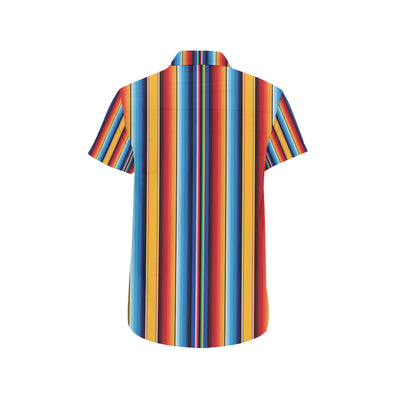 Mexican Blanket Stripe Print Pattern Men's Short Sleeve Button Up Shirt