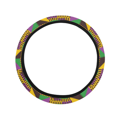 Kente Triangle Design African Print Steering Wheel Cover with Elastic Edge