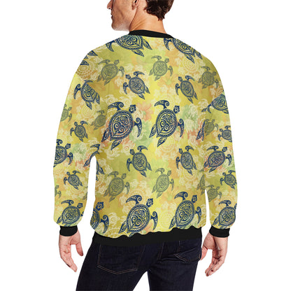 Hawaiian Turtle Tribal Design Print Men Long Sleeve Sweatshirt