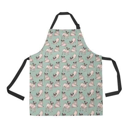 Pug Pattern Print Design A01 Apron with Pocket