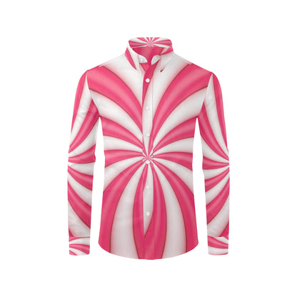 Vortex Twist Swirl Candy Print Men's Long Sleeve Shirt