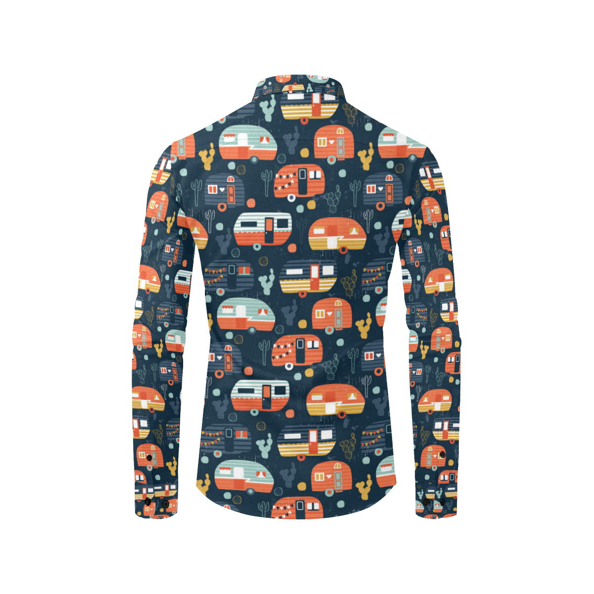 Camper Caravan Print Pattern Men's Long Sleeve Shirt