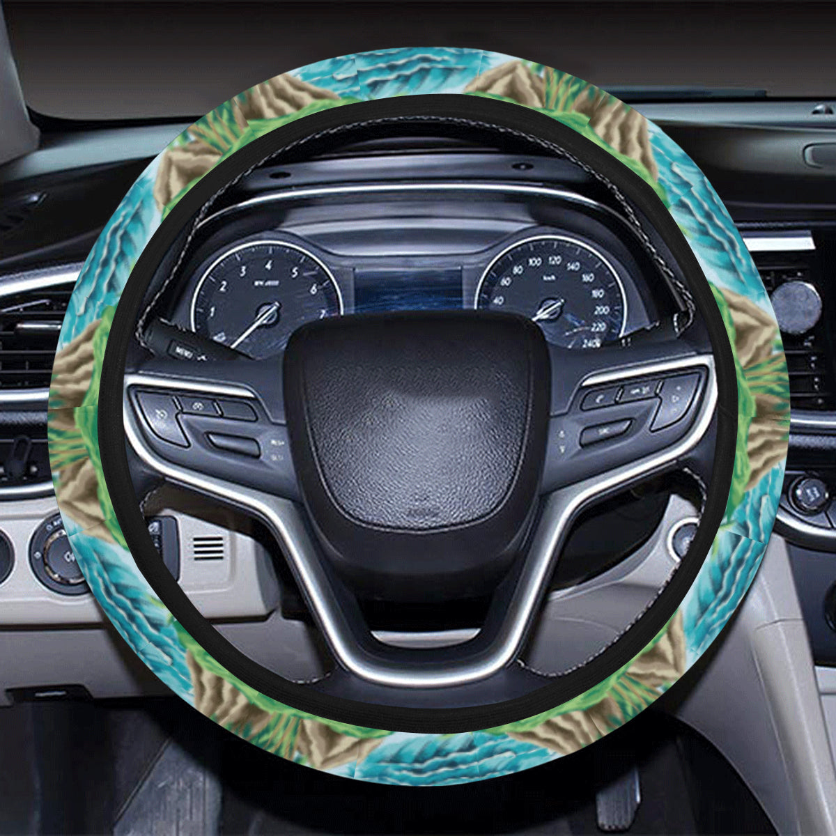 Palm Tree Hawaiian Themed Design Print Steering Wheel Cover with Elastic Edge