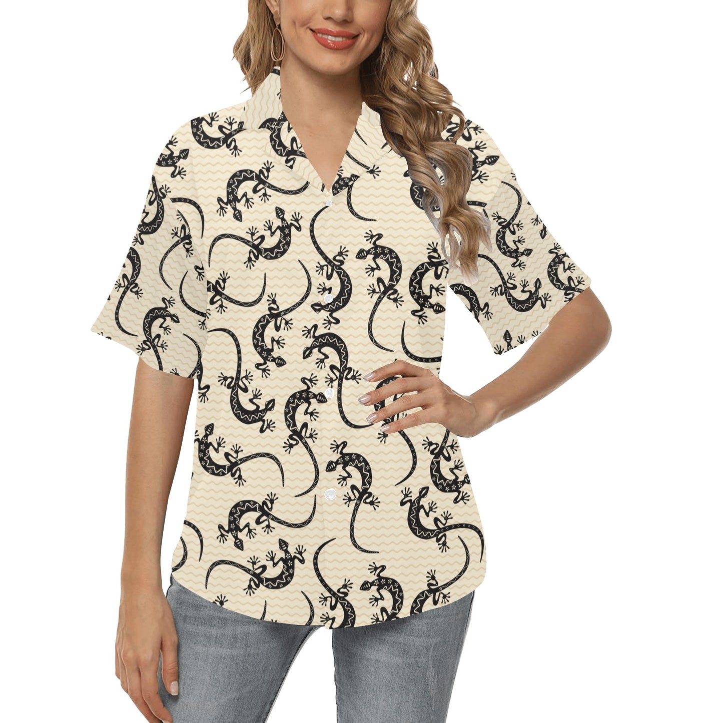 lizard Pattern Print Design 02 Women's Hawaiian Shirt
