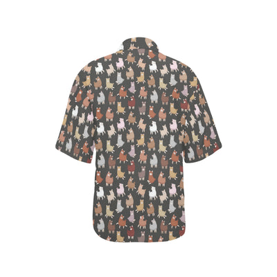 Alpaca Cute Design Themed Print Women's Hawaiian Shirt