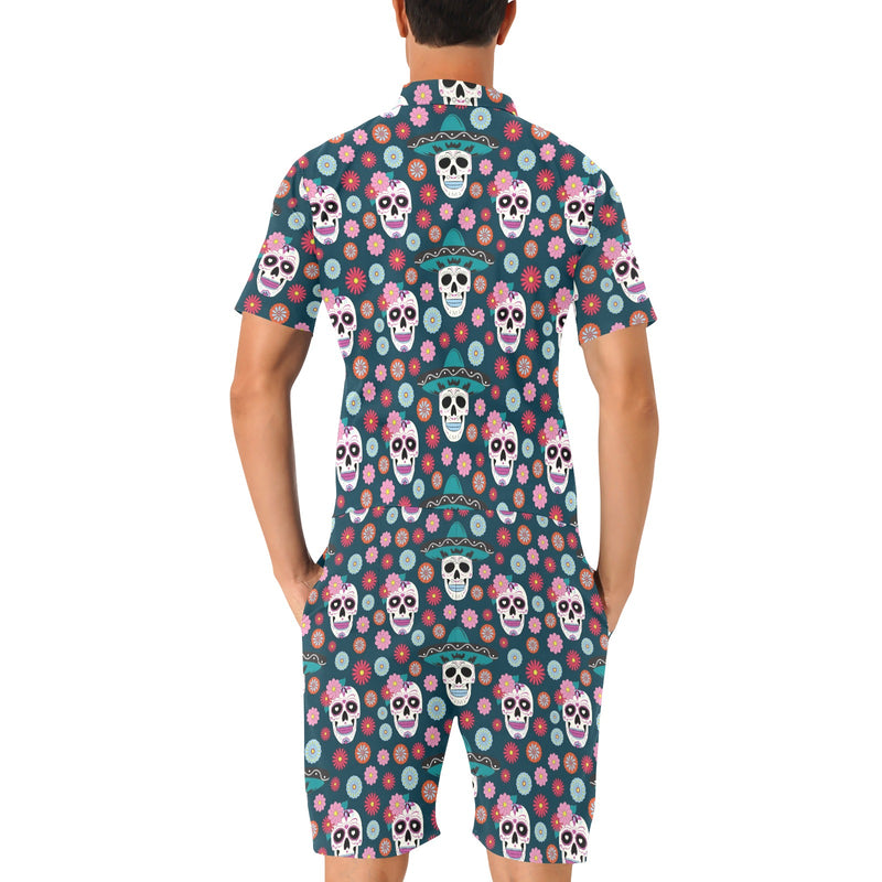 Sugar Skull Print Design LKS308 Men's Romper