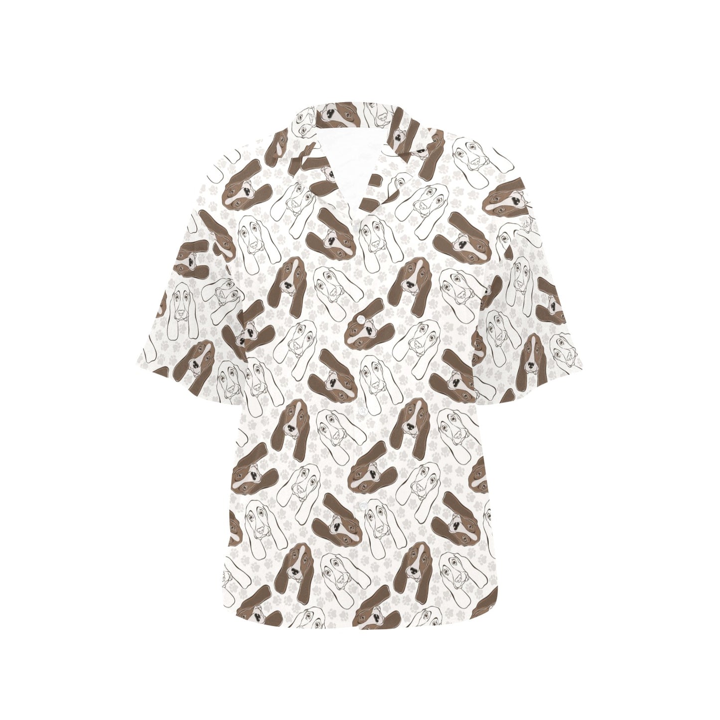 Basset Hound Pattern Print Design 01 Women's Hawaiian Shirt