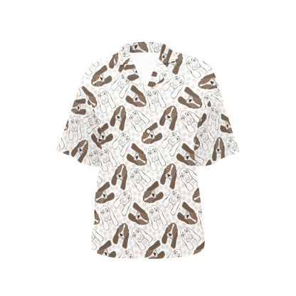 Basset Hound Pattern Print Design 01 Women's Hawaiian Shirt