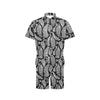 Fern Leave Black White Print Pattern Men's Romper