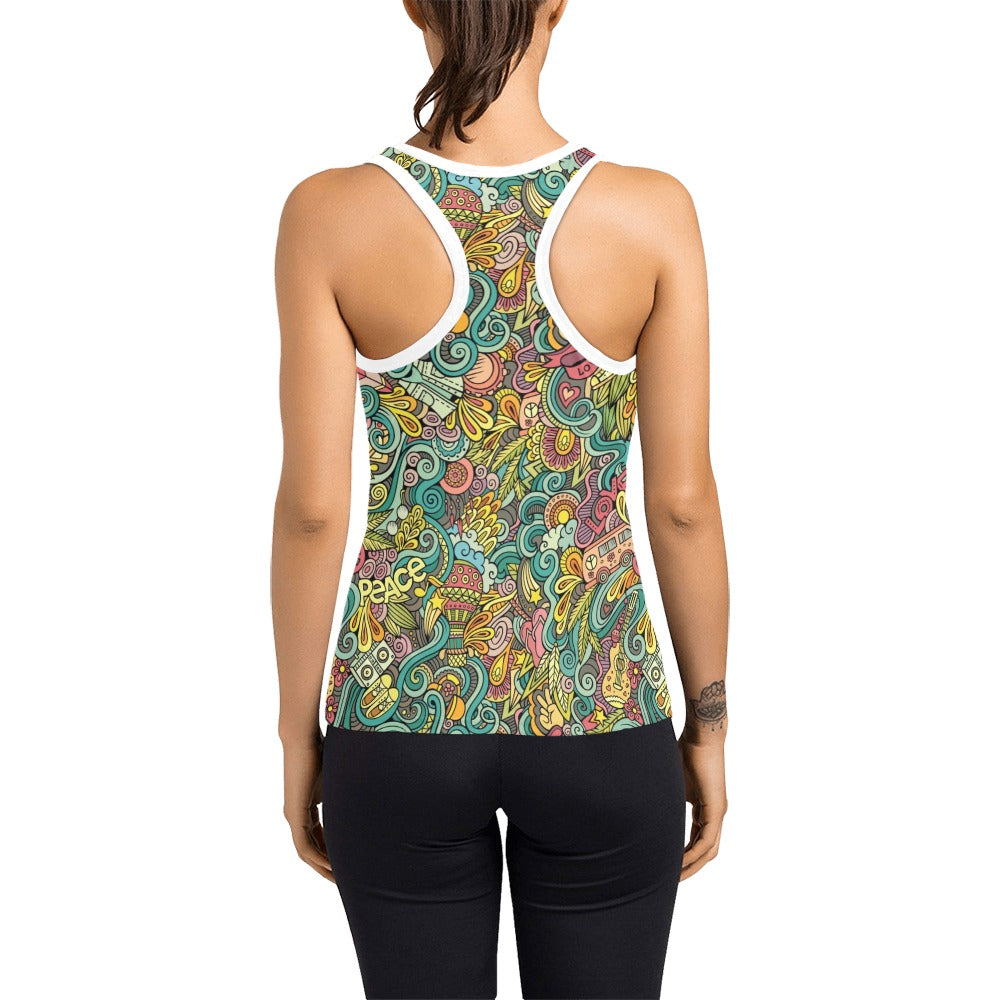 Hippie Print Design LKS302 Women's Racerback Tank Top
