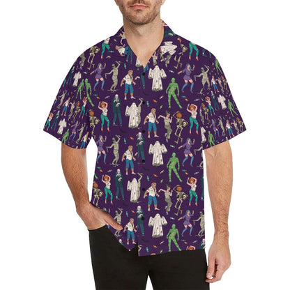 Creepy Zombie Print Design LKS302 Men's Hawaiian Shirt
