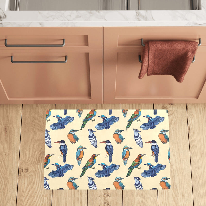 Kingfisher Bird Pattern Print Design 04 Kitchen Mat