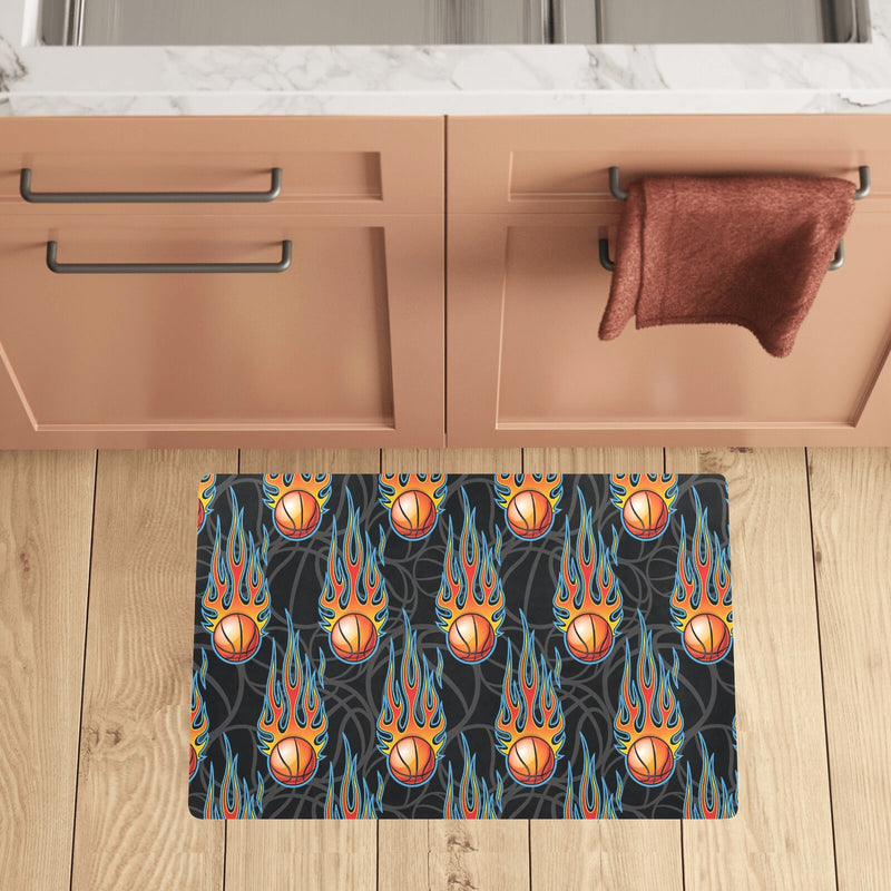 Basketball Fire Print Pattern Kitchen Mat