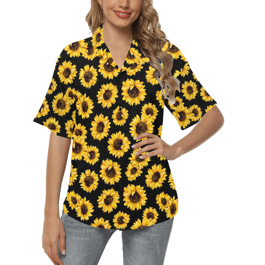 Sunflower Pattern Print Design SF05 Women's Hawaiian Shirt