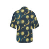 Gold Sun Moon Face Women's Hawaiian Shirt