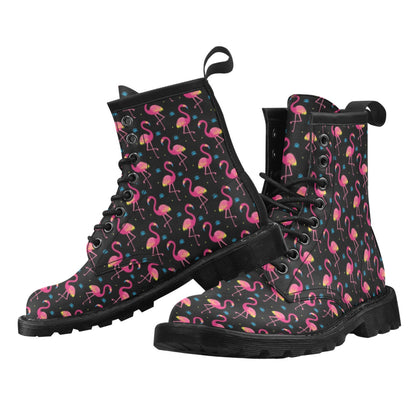 Flamingo Pink Neon Print Pattern Women's Boots