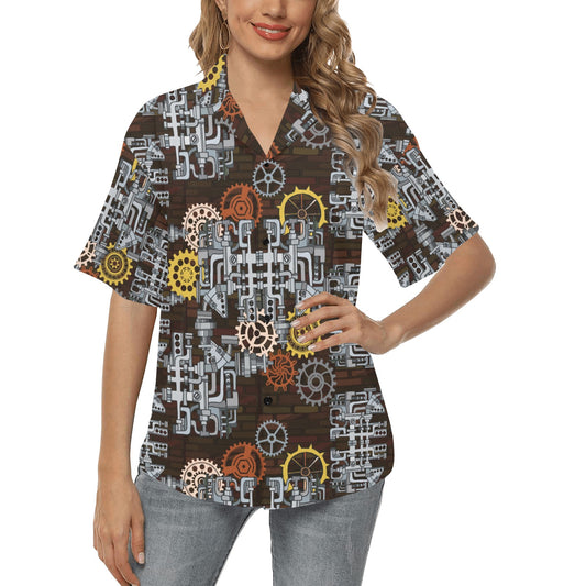 Mechanic Pattern Print Design 04 Women's Hawaiian Shirt
