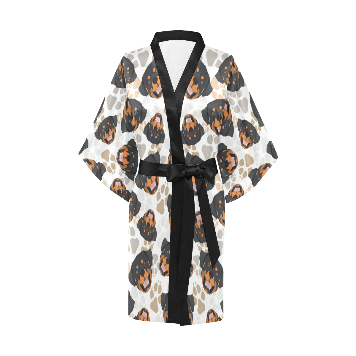 Rottweiler Pattern Print Design A03 Women's Short Kimono