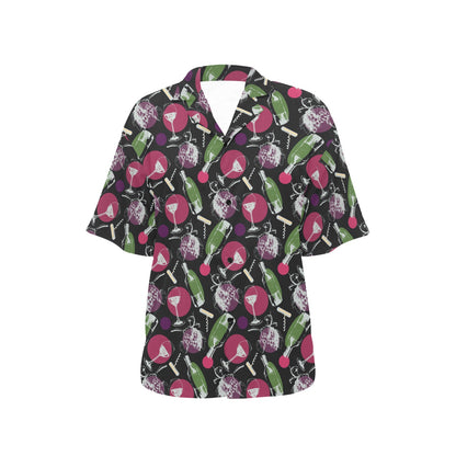 Wine Print Design LKS307 Women's Hawaiian Shirt