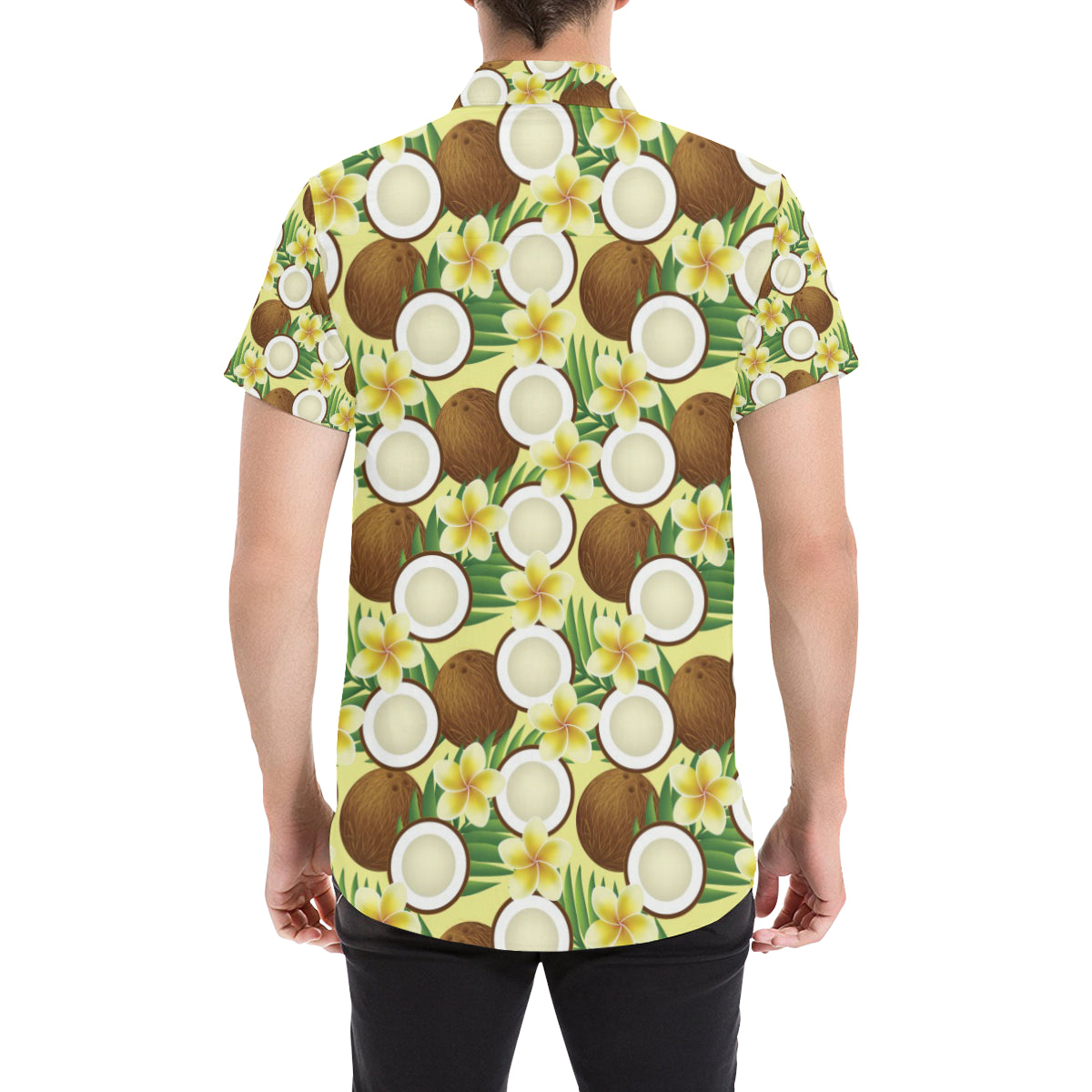 Coconut Pattern Print Design CN02 Men's Short Sleeve Button Up Shirt