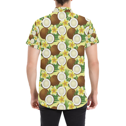 Coconut Pattern Print Design CN02 Men's Short Sleeve Button Up Shirt