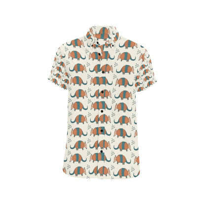 Armadillo Pattern Print Design 01 Men's Short Sleeve Button Up Shirt