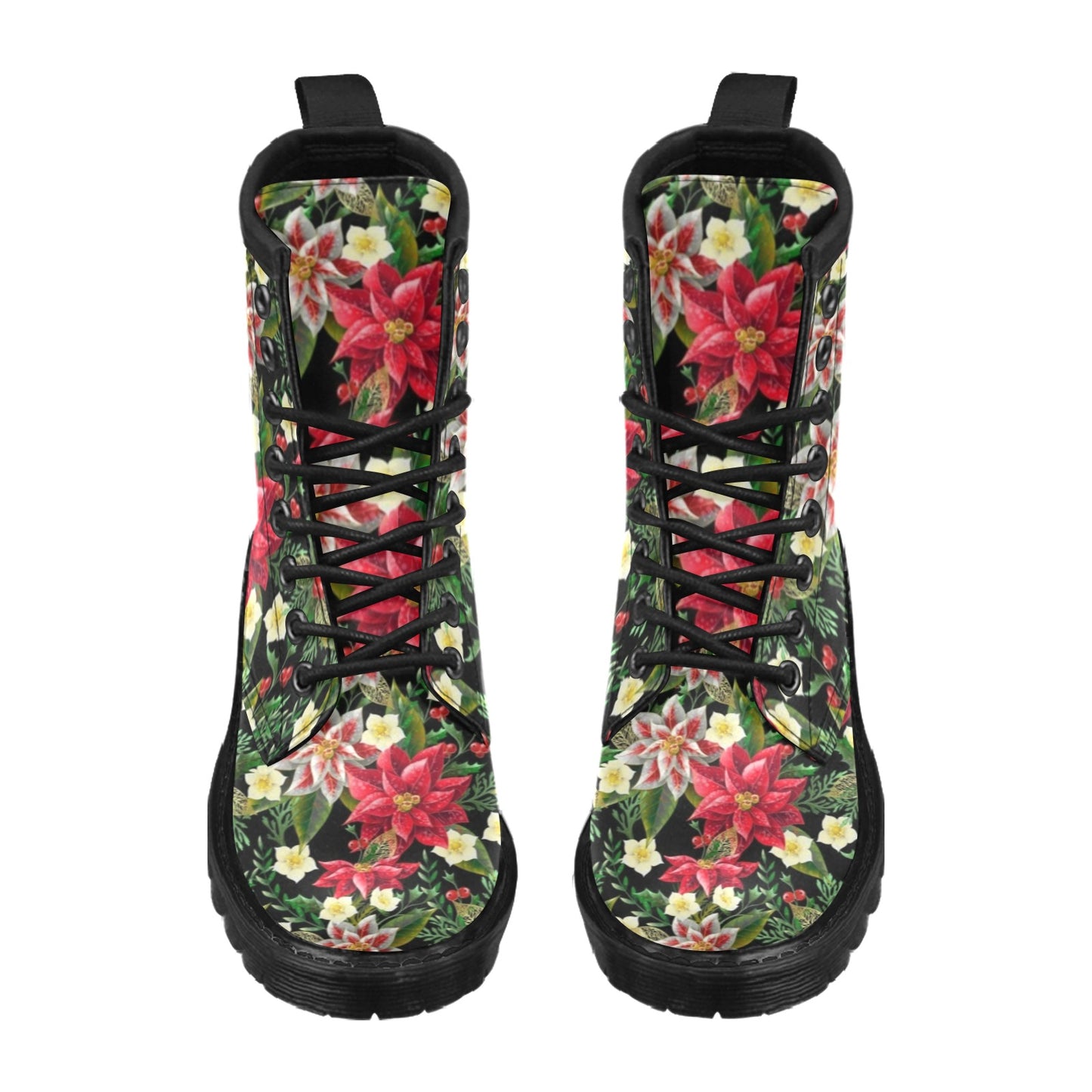 Poinsettia Pattern Print Design POT05 Women's Boots