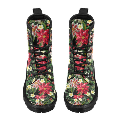 Poinsettia Pattern Print Design POT05 Women's Boots
