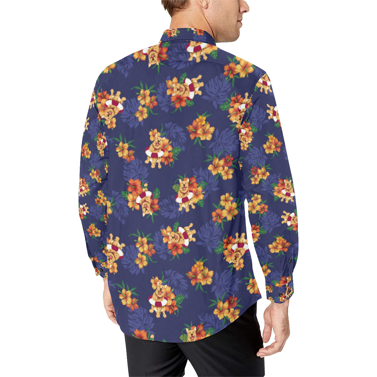 Hawaiian Themed Pattern Print Design H02 Men's Long Sleeve Shirt
