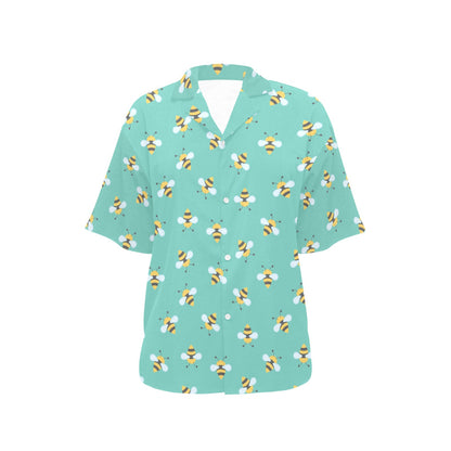 Bee Pattern Print Design 01 Women's Hawaiian Shirt