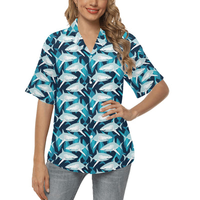 Shark Design Print Women's Hawaiian Shirt