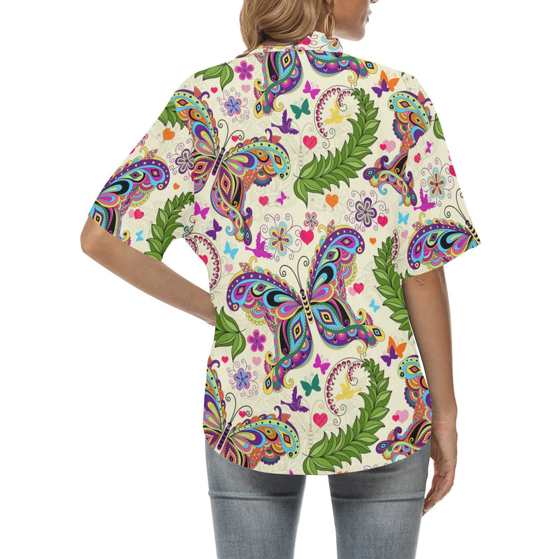 Butterfly Colorful Indian Style Women's Hawaiian Shirt