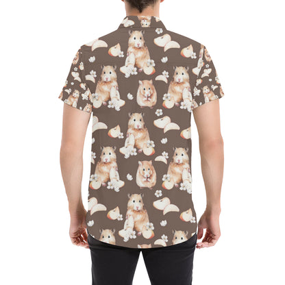 Hamster Pattern Print Design 03 Men's Short Sleeve Button Up Shirt