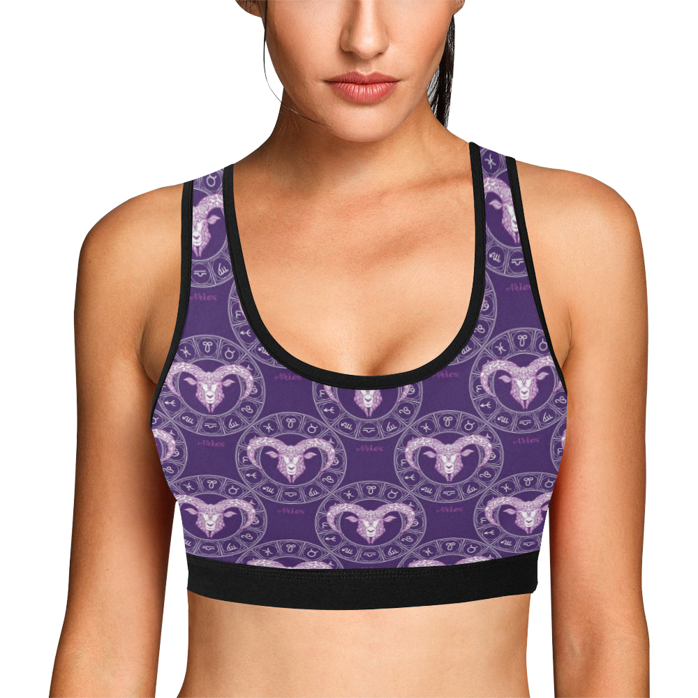 Aries Zodiac Pattern Print Design 02 Sports Bra
