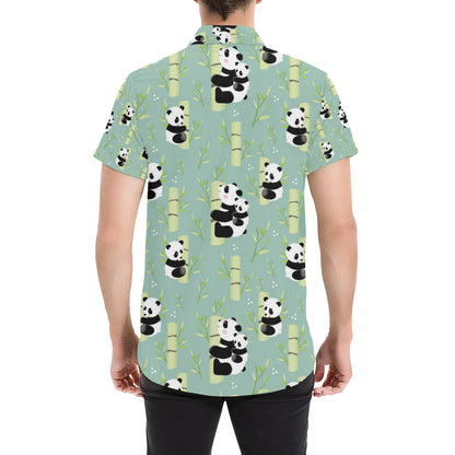Panda Pattern Print Design A03 Men's Short Sleeve Button Up Shirt