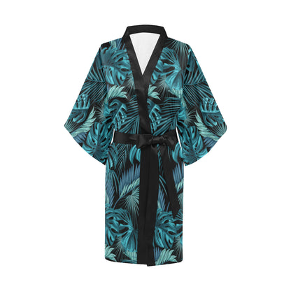 Palm Leaf Pattern Print Design A03 Women's Short Kimono