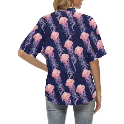 Jellyfish Pattern Print Design 03 Women's Hawaiian Shirt