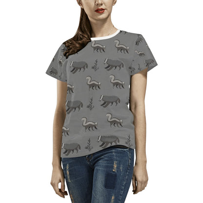 Skunk Print Design LKS301 Women's  T-shirt