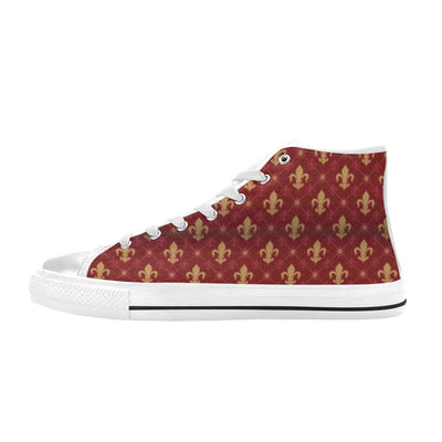 Fleur De Lis Print Design LKS401 High Top Women's White Shoes