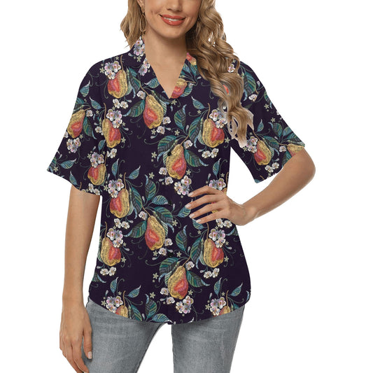 Pear Pattern Print Design PE02 Women's Hawaiian Shirt