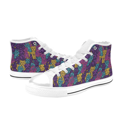 Yorkshire Terriers Print Design LKS3010 High Top Women's White Shoes
