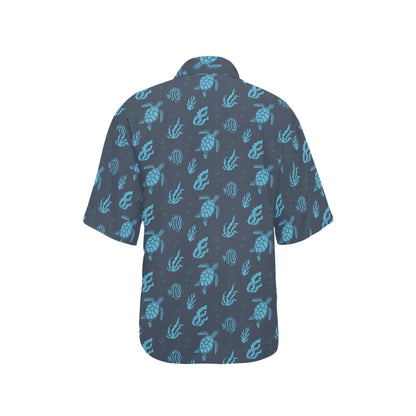 Sea Turtle Print Design LKS307 Women's Hawaiian Shirt