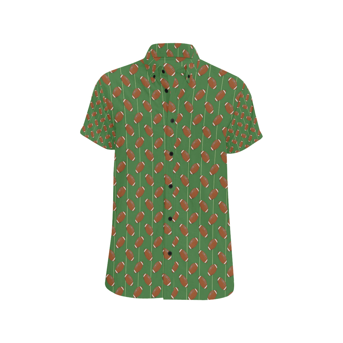 American Football on Field Themed Men's Short Sleeve Button Up Shirt
